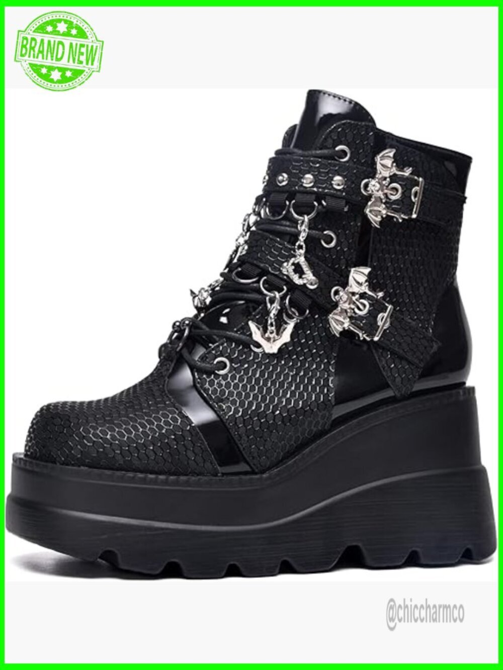 Platform Chunky Heel Combat Ankle Booties Lace Up Side Zip Goth Wedge Boots